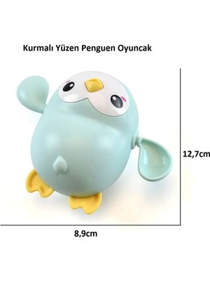 Kurmalı Yüzen Mavi Penguen Oyuncak (Küvet-Havuz ve Denizde Oyun Arkadaşı) 1 Adet