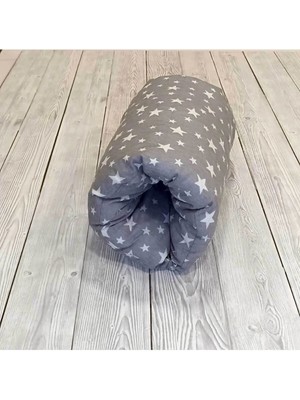 Mc.Pierobaby Elite Dolgulu Portatif Silindir Bebek Emzirme Yastığı Yıldız Gri Pamuk 1 Parça