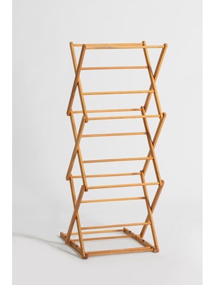 UltraNova Kahverengi ahşap 3 katlı katlanabilir çamaşır kurutmalık askılığı