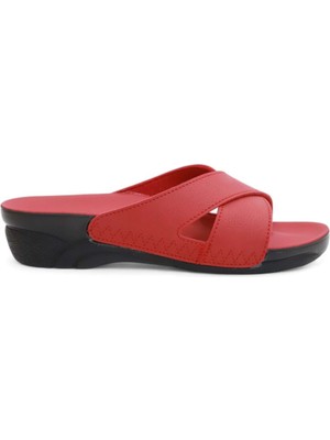 2176-VENEDIK-9 Tam Anatomik Kadın Günlük Terlik - NKT02176-KIRMIZI-36