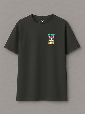 Vagonet Unisex Cat Baskılı Oversize T-Shirt