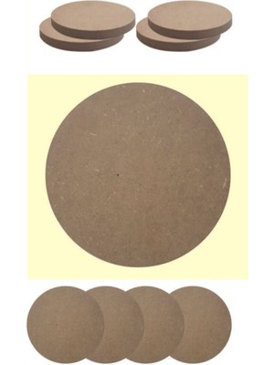 Ahi Hayal Atölyesi Elite Yuvarlak 4 Adet Ham Mdf Boyanabilir Bardak Altlığı 12CM