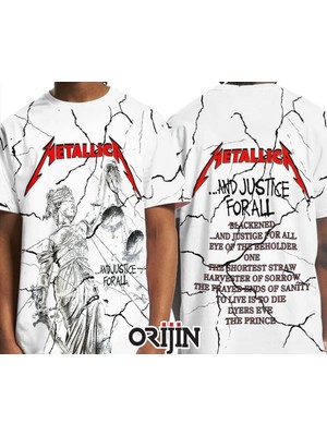 Metallica All Over Beyaz Erkek Tişört M