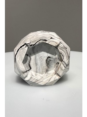 Elite Mermer Desenli Geometrik Beton Kül Tablası 1 Adet