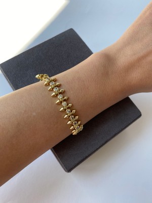 Özel Seri Xuping Yuvarlak Taşlı Gold Bileklik