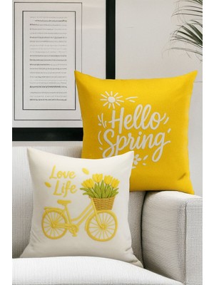 Çift Tarafı Dijital Baskılı  4'lü Kırlent Kılıfı Seti (Panç /punch Nakış Desen Görünümlü)