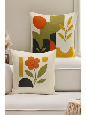 Çift Tarafı Dijital Baskılı  4'lü Kırlent Kılıfı Seti (Panç /punch Nakış Desen Görünümlü)