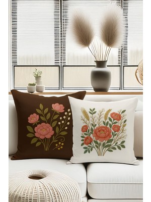 Çift Tarafı Dijital Baskılı  4'lü Kırlent Kılıfı Seti (Panç /punch Nakış Desen Görünümlü)