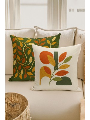 Çift Tarafı Dijital Baskılı  4'lü Kırlent Kılıfı Seti (Panç /punch Nakış Desen Görünümlü)