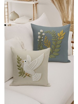 Çift Tarafı Dijital Baskılı  4'lü Kırlent Kılıfı Seti (Panç /punch Nakış Desen Görünümlü)