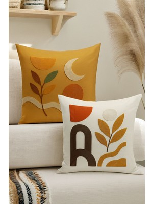 Çift Tarafı Dijital Baskılı  4'lü Kırlent Kılıfı Seti (Panç /punch Nakış Desen Görünümlü)