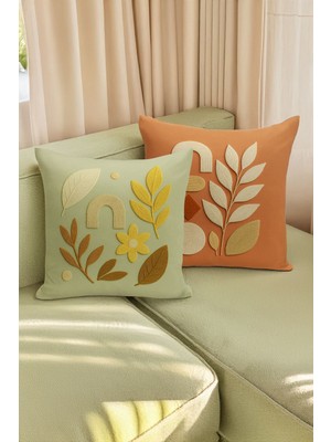 Çift Tarafı Dijital Baskılı  4'lü Kırlent Kılıfı Seti (Panç /punch Nakış Desen Görünümlü)