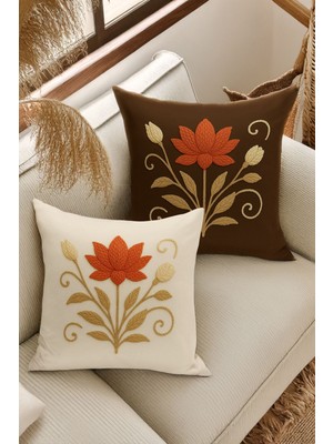 Çift Tarafı Dijital Baskılı  4'lü Kırlent Kılıfı Seti (Panç /punch Nakış Desen Görünümlü)