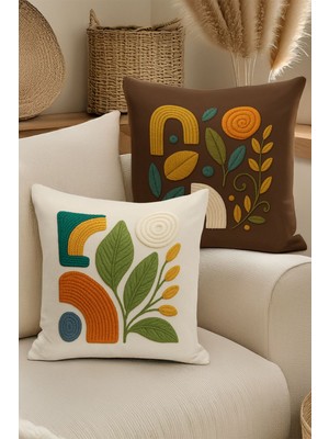 Çift Tarafı Dijital Baskılı  4'lü Kırlent Kılıfı Seti (Panç /punch Nakış Desen Görünümlü)