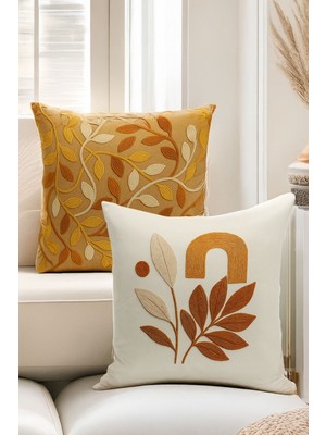 Çift Tarafı Dijital Baskılı  4'lü Kırlent Kılıfı Seti (Panç /punch Nakış Desen Görünümlü)