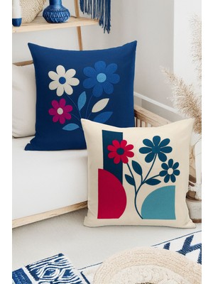 Çift Tarafı Dijital Baskılı  4'lü Kırlent Kılıfı Seti (Panç /punch Nakış Desen Görünümlü)