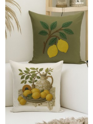 Çift Tarafı Dijital Baskılı  4'lü Kırlent Kılıfı Seti (Panç /punch Nakış Desen Görünümlü)