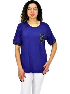 Kadın Kısa Kol Taşlı Bluz BGL-ST04709