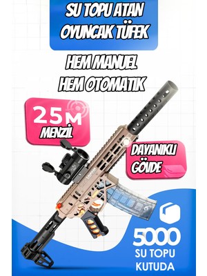 Mofy Baby Mk6 Su Topu Atan Oyuncak Tüfek Gel Blaster 71 cm Büyük Boy 5000 Su Topu ile Hem Otomatik Hem Manuel
