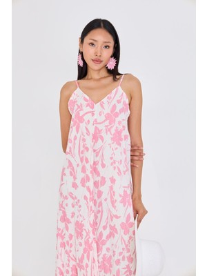 Ayarlanabilir Askılı Desenli Elbise