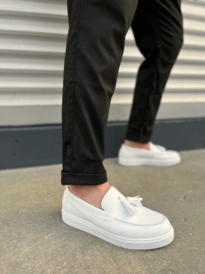 TB153 Bloom Bağcıksız Püsküllü Cilt Erkek Günlük Spor Klasik Ayakkabı Cbt - Beyaz