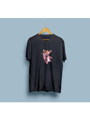 Bahriyeli Collection Oversize Pembe Panter Tasarım T-Shirt