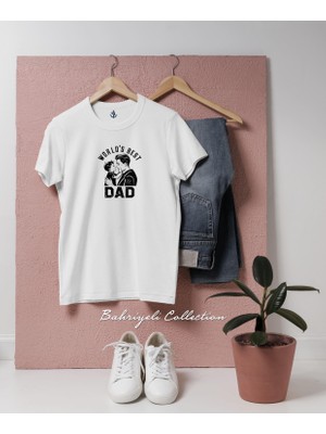 Bahriyeli Collection Oversize Babalar Günü Worlds Best Dad Tasarımlı T-Shirt
