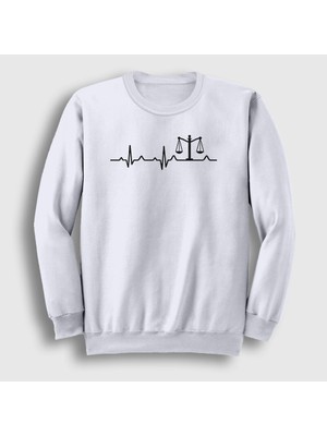 Presmono Unisex Beyaz Heartbeat Hediye Attorney Lawyer Avukat Sweatshirt