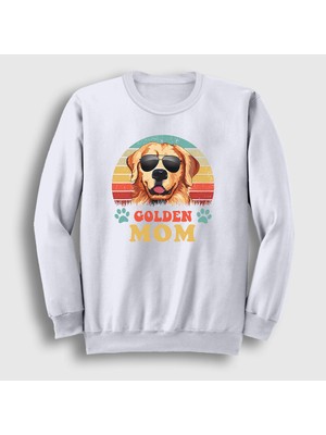 Presmono Unisex Beyaz Golden Retriever Mom Dog Hediye Köpek Sweatshirt