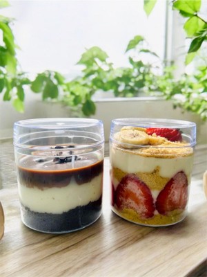 Elite Plastik Tatlı Kasesi Sunum Kasesi Silindir Magnolya Kase Kapaklı 10 Adet Spoonful Kase 1 Adet