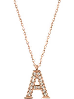 Norino 925 Ayar Gümüş Rose A Harfi Kadın Gümüş Kolye