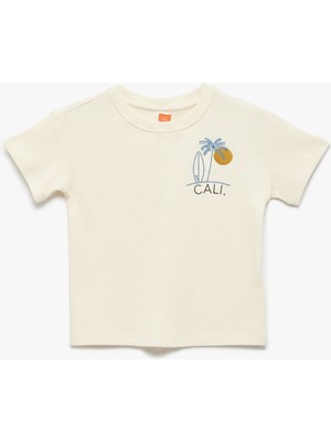 Koton Bisiklet Yaka Yaz Temalı Kısa Kollu Baskılı Tişört