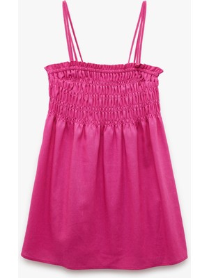 Koton Gipeli Ince Askılı Mini Viskon Keten Elbise