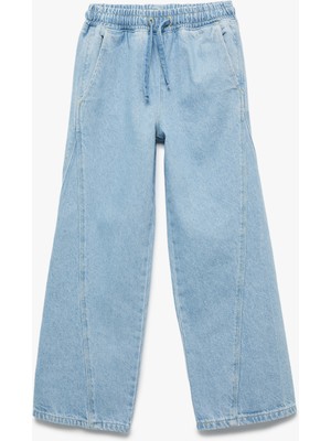 Koton Beli Bağcıklı Cep Detaylı Geniş Paça Jean Pantolon