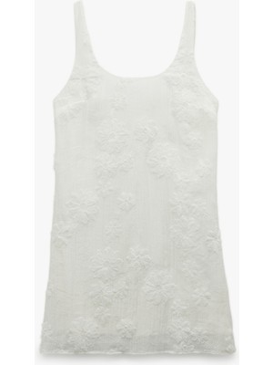 Koton Kolsuz Yuvarlak Yaka Askılı Çiçekli Mini Elbise