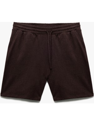 Koton Pamuklu Cep Detaylı Dokulu Beli Bağcıklı Bermuda Şort