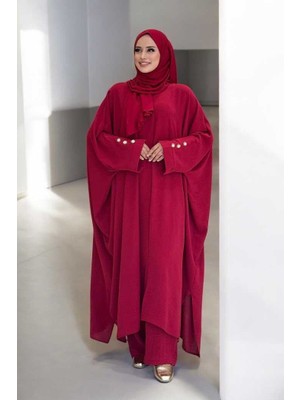 Kol Düğme Detaylı Tunik Pantolon Ikili Takım 8688 Bordo