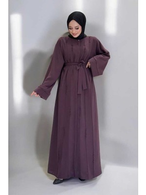 Boncuk Işlemeli Tam Boy Ferace 7894 Bordo