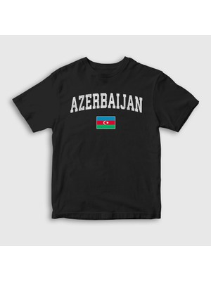 Presmono Unisex Çocuk Siyah Bayrak Flag V2 Azerbaycan Azerbaijan T-Shirt