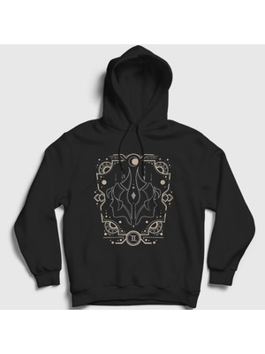 Presmono Unisex Siyah Gemini Zodiac Hediye Ikizler Burcu Kapüşonlu Sweatshirt