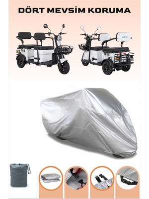 Breen Gri E-Mon Mona Elektrikli Motosiklet Brandası 1500W 3 Tekerli Lastikli Bağlantı Tokalı