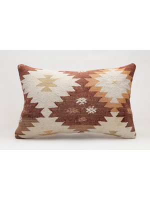 El Yapımı Kilimden Yapılmış Vintage Kırlent Kılıfı, Yün, 40X60 cm