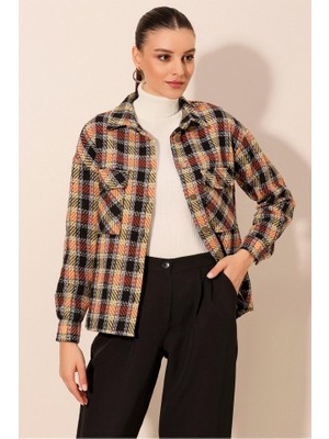 Deridün Yıldız Shoes 3854 Ekose Desen Çift Cepli Gömlek - A. Kiremit