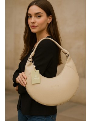 Şık Tasarım Fermuarlı Kadın Omuz Çantası Kre