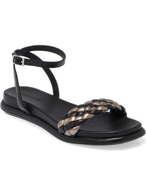 Tergan  Siyah Hakiki Deri Kadın Sandalet - K24Y1SN67667-A23