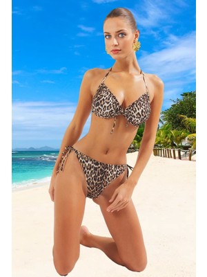 Modern Desenli Bikini Takımı Yüksek Konfor Esnek Kumaş Klora Dayanıklı Su Sporları Için
