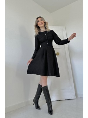 Deridün Yıldız Shoes Siyah Kısa Klasik Elbise