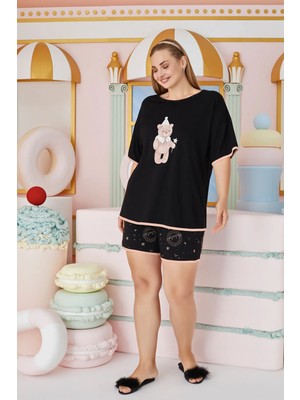 Sevim 15641 Bayan Baskılı Battal Boy Şort Takım 25Y