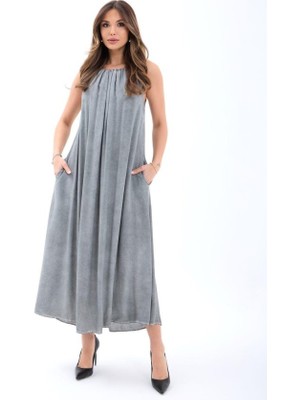 Deridün Yıldız Shoes 7387 Elbise-Gri