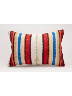 El Yapımı Kilimden Yapılmış Vintage Kırlent Kılıfı, Yün, 40X60 cm